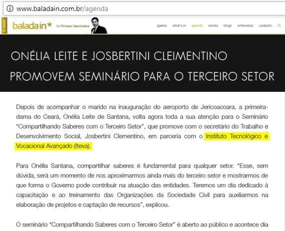 Seminário Compartilhando Saberes com o Terceiro Setor saiu no site Baladain