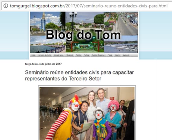 Seminário Compartilhando Saberes com o Terceiro Setor foi destaque no site Tom Gurgel