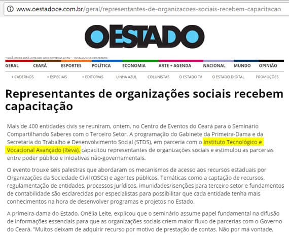 Seminário Compartilhando Saberes com o Terceiro Setor é destaque no site O Estado Doce