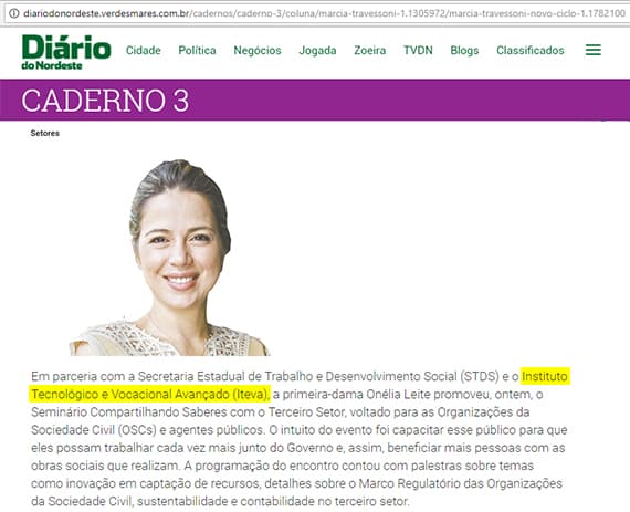 Seminário Compartilhando Saberes com o Terceiro Setor é assunto no site Diário do Nordeste