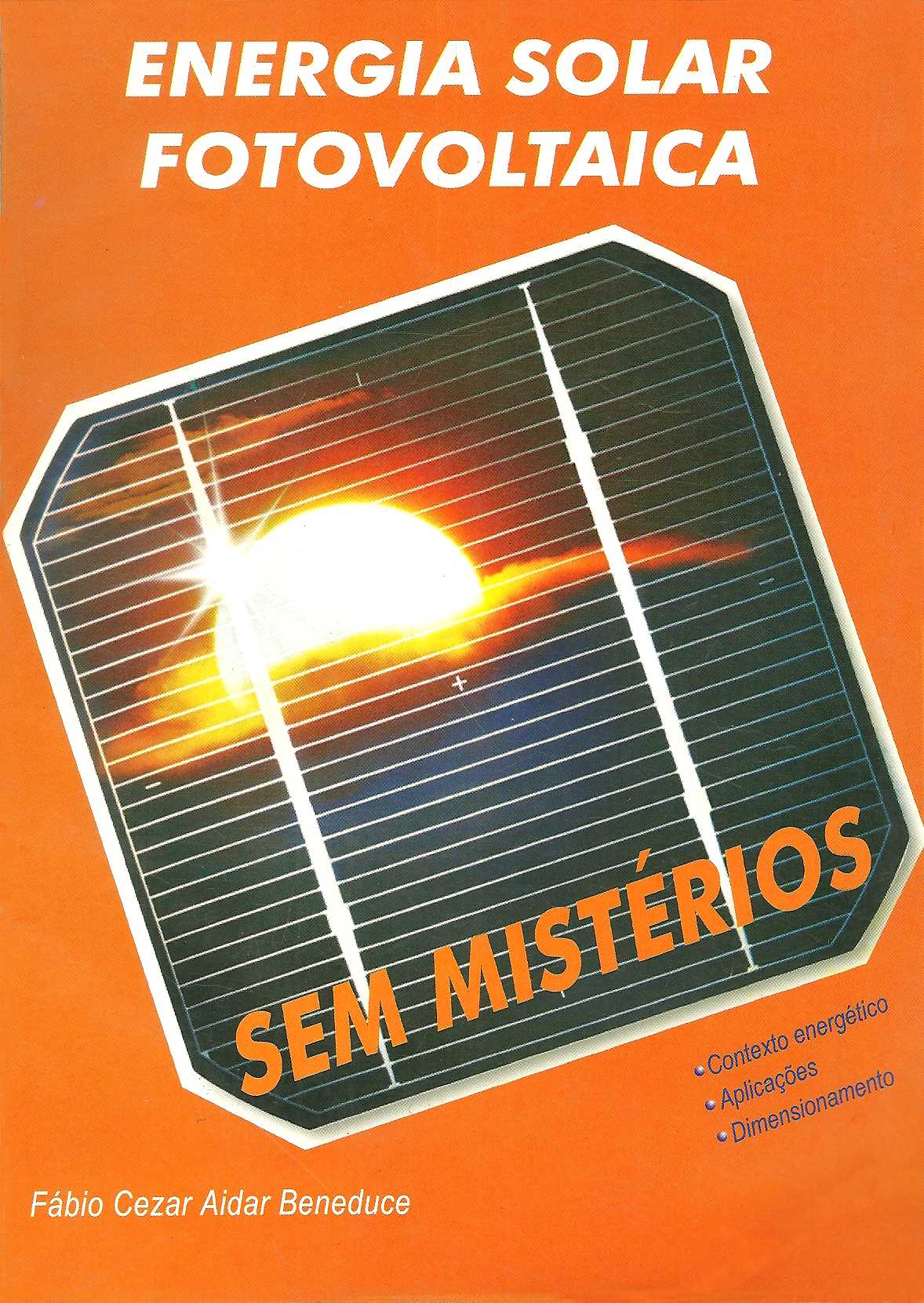 Capa do livro Energia solar fotovoltaica com uma placa na capa